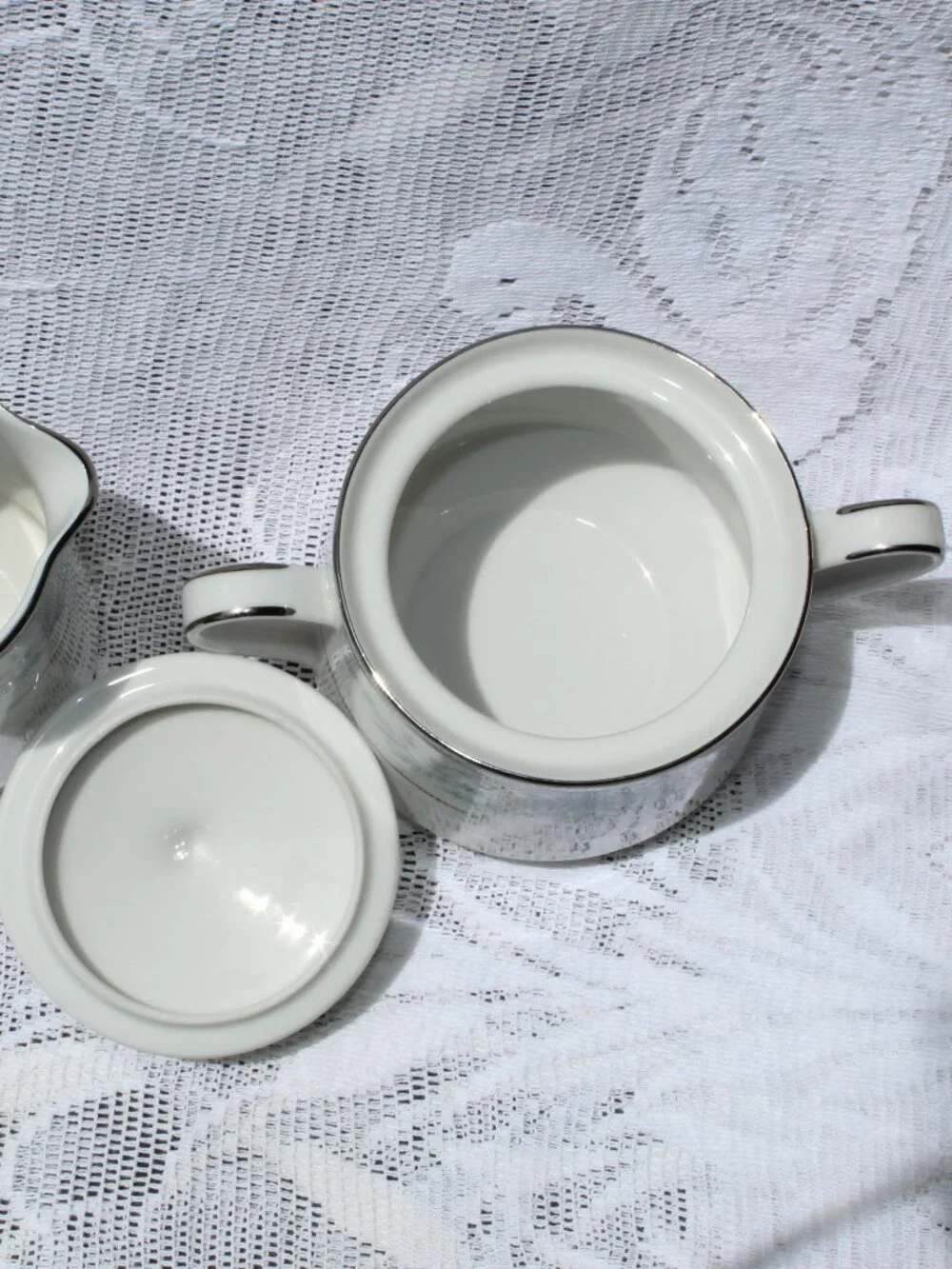 Noritake Blue Hill 2482 Creamer & Sugar w/Lid Like New